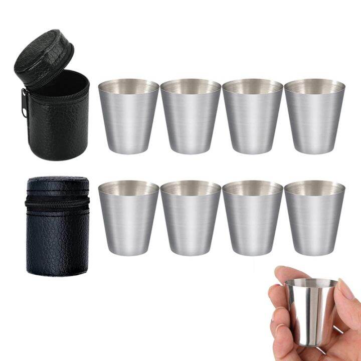 polished-30ml-mini-stainless-steel-shot-glass-cup-drinking-wine-glasses-with-leather-cover-bag-for-home-kitchen-bar