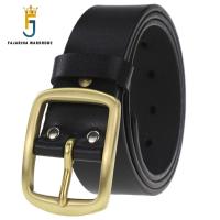 FAJARINA Mens Retro Styles Belt Fashion Genuine Leather Mens Brass Pin Buckle Belts For Men Accessories 3.8Cm Width N17FJ524