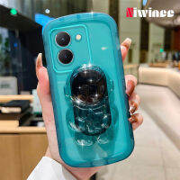 NIWINEE ที่ใส่ตุ๊กตานักบินอวกาศ VIVO Y27เคสโทรศัพท์5G สีทึบสีม่วงใสแบบคู่ราคาถูกใหม่