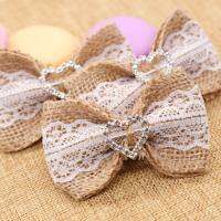 Heart Shape Rhinestone Buckle Jute Burlap Lace Bows Cute Bowknot Rustic Wedding Decoration Scrapbooking Hair Hat Craft Supplies Electrical Connectors