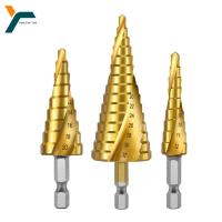 3Pcs Step Drill Bit Set Spiral Groove Titanium Milling Cutter Hex Handle Metal Cone Drill Woodwork Hole Opener 4-12 4-20 4-32mm