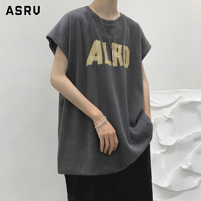 ASRV เสื้อยืดบางฤดูร้อนของผู้ชายสไตล์ฮ่องกงเสื้อแขนกุดลำลองทรงหลวมอเนกประสงค์เสื้อกีฬาแขนกุดสำหรับเยาวชนเสื้อยืดผู้ชาย