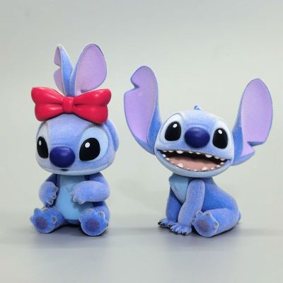 ZZOOI Disney Kawaii Action Figures Anime Lilo &amp; Stitch Flocking Cartoon Model Doll With Box Collectible Decoration Toy Kids For Gift