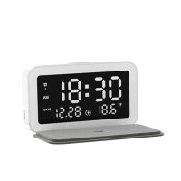 Multifunction Mobile Wireless Charger 15W Fast Charging LED Light Alarm Clock For ios Android