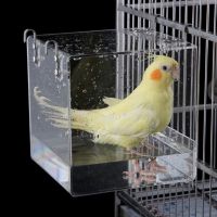 Parrot Bird Bathtub Transparent Parakeets Cockatiel Spacious Acrylic House Shower Pet Supplies Cage Portable With Hanging Hooks