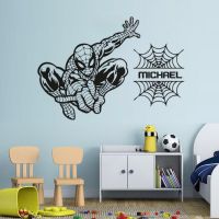 【Approving】 MarvelSpiderman Vinyl Wall Decal ส่วนบุคคล Kid Namename Superhero Kid Room Decoration Wall Sticker Living