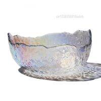 Crystal Glass Bowl Rainbow Salad Bowl Japanese Creative Irregular Vegetable and Fruit Dessert Bowls Household Tableware