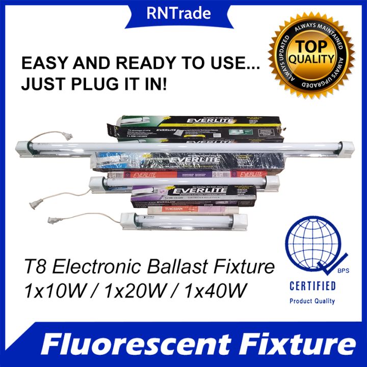 ELECTRONIC FLUORESCENT FIXTURE with plug and Fluorescent Tube