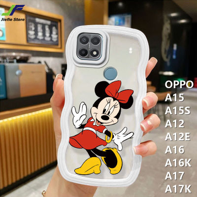 เคสโทรศัพท์การ์ตูน Mickey Mouse JieFie สำหรับ OPPO A15 / A15S / A12 / A16 / A17 / A16K / A17K / A12E แฟชั่นน่ารักมินนี่มิกกี้เคสคู่ฝ้าโปร่งแสง TPU นุ่มฝาครอบโทรศัพท์ขอบคลื่น
