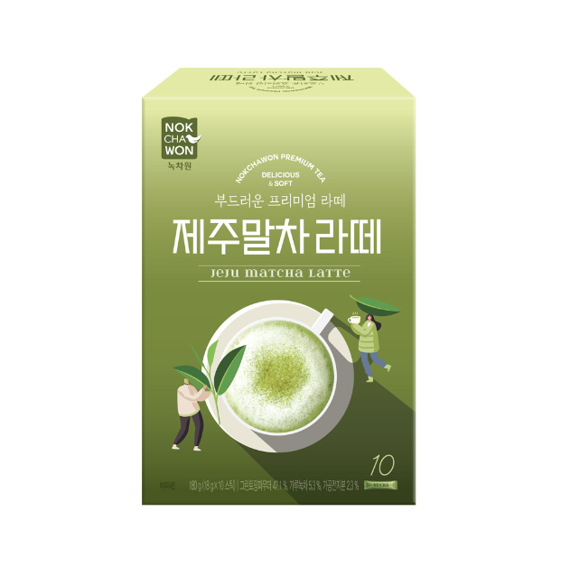 nokchawon-jeju-matcha-latte-ชาเขียวมัทฉะลาเต้-1-กล่องมี-10-ซอง-70kcal-ซอง-ทานแล้วไม่อ้วน