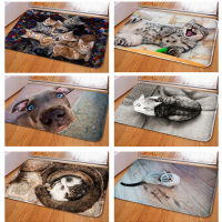 【cw】Door Mat Anti-slip 3D Velvet Cat Dog Pattern Floor Mat for Bedroom Door Kitchen Toilet Doormat ！