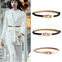 Women Belt Fashion PU Leather Belt Thin Skinny Metal Gold Chain Buckle Belts For Female Waistband Dress Accessories