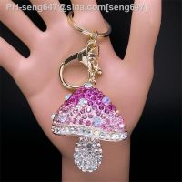 Creative Cute Crystal Mushroom Keychain Metal Women 39;s Bag Car Accessories Metal Female Pendant Key Ring Holder Gift Jewelry