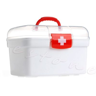 【YF】 Double Layer Health Box Medicine Chest Handle First Aid Kit Storage Organizer M89F