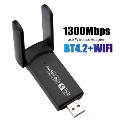 USB ไร้สาย1300Mbps อะแดปเตอร์ Wifi Dual Band 2.4G 5Ghz USB 3.0อะแด็ปเตอร์ USB WIFI อะแดปเตอร์ USB 802.11Ac กับเสาอากาศ BT4.2สำหรับแล็ปท็อปเดสก์ท็อป