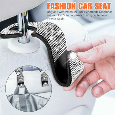 1 Pcs Car Back Seat Hook Bling Rhinestones Crystal Handbag Headrest Hanger Car Accessories Car Clips Seat Back Hooks