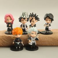 6ชิ้น/เซ็ต9-10ซม. การ์ตูนอนิเมะ Q รุ่น Bleach ฟิกเกอร์ Hitsugaya Touriu ชุดคอสเพลย์ Kurosaki Ichigo ของขวัญของเล่นตกแต่ง