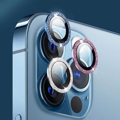 Metal Diamond Camera Lens Protector for iPhone 11 Pro Max 12 Mini13 14 Pro Max 14 Plus Luminous Protective Lens Glass