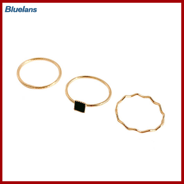Bluelans®5ชิ้น/3ชิ้นแหวนสวมนิ้วมันวาวทนทานต่อการฉีกเครื่องประดับอัญมณีผู้หญิงซ้อนได้แหวนนิ้วโป้งแฟชั่น