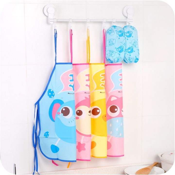 cute-cartoon-children-eating-drinking-apron-sleeve-cover-set-baby-waterproof-and-antifouling-painting-gown-kid-sleeveless-bib