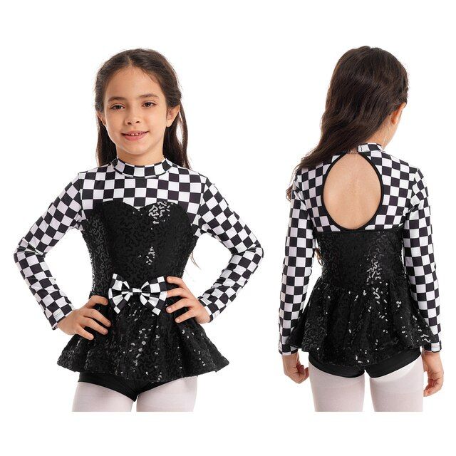 kids-girls-race-car-driver-costume-child-racing-long-sleeve-sequins-tutu-dress-halloween-cosplay-party-carnival-fancy-dress-up