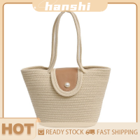 hanshi [2023 new HOT FASHION] lazlook กระเป๋าฟางชายหาดของผู้หญิง S กระเป๋าถือผ้าทอความจุขนาดใหญ่ทันสมัยและลำลอง