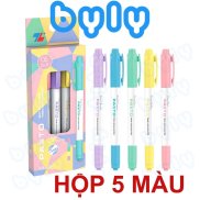 Bộ 5 màu bút dạ quang tông màu pastel nhẹ nhàng 2 đầu HL-016 Thiên Long