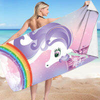 Unicorn Pattern Summer Beach Towel Breathable Microfiber Single-sided Bath Towel Rectangle Beach Pad 150x75cm