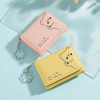 COD KKW MALL Cute Girl Heart Bear Japanese Small Wallet 2022 New Style Cartoon Short Womens Student Folding Silver Bag