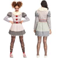 【Lao Zhang Fashion Cosplay】ผู้หญิง39; S Killer Clown เครื่องแต่งกายสุภาพสตรี Carnival Party ฮาโลวีนคอสเพลย์ Circus Clown เครื่องแต่งกาย Stage Performance Clown Dress Up เซ็กซี่