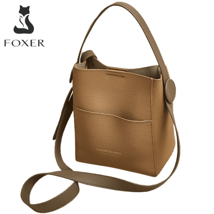 กระเป๋าสะพายไหล่สะพายพาดลำตัวหนังแตกสำหรับผู้หญิง-foxer-สำหรับคุณภาพสูงกระเป๋าทรงถังกระเป๋าถือขนาดใหญ่หรูหรา
