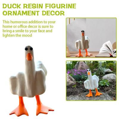 Funny White Duck Resin Figurine Cute Little Duck Ornament Decor C2L7