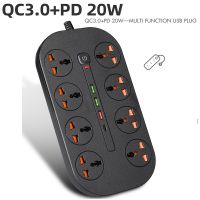 Universal Socket 6 Outlets 4USB Type C PD20W Quick Charge Ports 2 Meter Extension Cord EUUK Plug Power Strip For Home Office