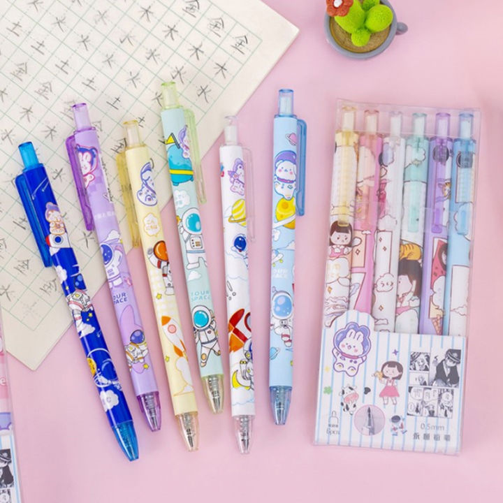 bali-ปากกาอังก์ตูนอัตโนมัติ-kawaii-pens-สำหรับการเขียนแบบเครื่องกลดินสอเครื่องเขียนเกาหลีน่ารัก6ชิ้น-กล่อง