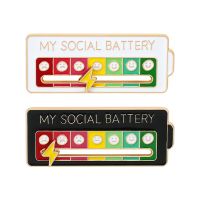 New Social Battery Enamel Pins Brooch To The As You for Jewelry