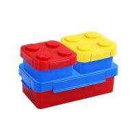 กล่องข้าวแบบพกพาบล็อกที่มีสีสันสำหรับนักเรียนกล่องเบ็นโตะปิดผนึกกระเป๋าอาหารกลางวันและกล่องแช่แข็งอย่างปลอดภัยกันรั่วไมโครเวฟเครื่องล้างจาน
