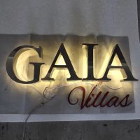 Customized Outdoor backlit villas name LED sign back lighted stainless steel company logo signboard