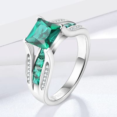 ATTAGEMS 925 Sterling Silver Emerald Cut Emerald Created Moissanite Gemstone Simple Daily Ring For Women Fine Jewelry Wholesale