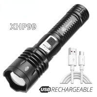 Torch Light Powerful Chargeable Super Bright XHP99 LED Flashlight with Pen Clip Built-in Large-capacity Lithium Battery Can Illuminate 500 Meters