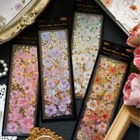 3 pcs/pack Bronzing Flowers PET Stickers for Scrapbooking Diary Album Stationery Creativity hand made junk journal supplies Stickers Labels