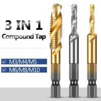 M3-M10 HSS Metric Thread Tap Drill Bit 1/4 Hex Shank Titanium Coated Drilling Bits Plated Screw Compound Tap Hand Tool M4 M5 M6