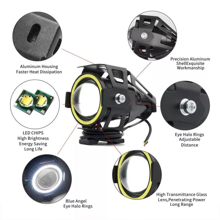 โคมไฟหลอดไฟหน้าจุด-moto-2ชิ้นพร้อมปุ่มสวิตช์สำหรับ4x-รถบรรทุก4จีพเอสยูวีเอทีวี