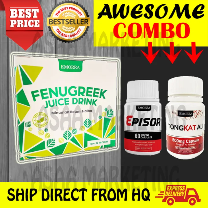 FENUGREEK JUICE DRINK COMBO EPISOR CAPSULES + TONGKAT ALI 100 ORIGINAL
