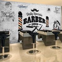 Custom Wallpaper 3d Mural Retro Hair Salon Trend Hairstyle Beauty Salon Barber Shop Wallpaper TV Background Wall Papel de parede Cleaning Tools