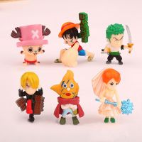 ATNV หุ่นฟิกเกอร์ของเล่นขนาดเล็กแอคชั่น Chopper Sanji Roronoa Zoro Monkey D Luffy ตุ๊กตาโมเดล6ชิ้น/ชุด