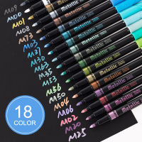 ปากกามาร์กเกอร์เมทัลลิก18สี2มม. มาร์กเกอร์สีสำหรับกระดาษสีดำ,ภาพวาดหิน,การทำบัตร,DIY,อุปกรณ์ศิลปะแก้ว