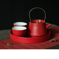 New style Ceramic tea set Red Tea set tea set teapot Travel convenience Tea set Office household drinking utensils NLSLASI