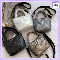 JING ผ้าฝ้ายขนเป็ด กระเป๋าสะพายไหล่แบบสั้น กระเป๋าใส่เงิน พียู PU กระเป๋า Crossbody ง่ายๆ Y2k กระเป๋าโท้ท สำหรับผู้หญิง