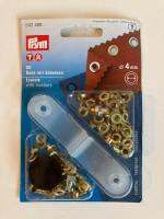 Prym Eyelets and washers, 4.0mm, gold-coloured / ชุดตาไก่พร้อมแหวนรอง สีทอง ขนาด 4 มิลลิเมตร แบรนด์ Prym จากประเทศเยอรมนี (G542408)