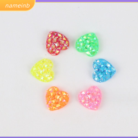 NAMEINB 100pcs สุ่มแบบสุ่ม ลูกปัดหลากสี 12mm ครับ สีผสมกัน ลูกปัดรูปหัวใจ Besds หลังแบน รองเท้าส้นแบน SHINY besds ทำเครื่องประดับ DIY